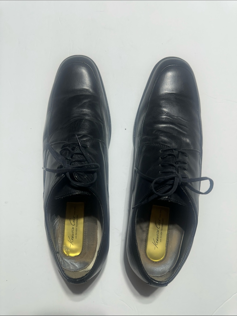 Kenneth Cole Black Leather Lace-Up Oxfords size 12 dress shoes